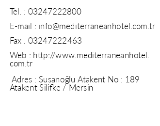 Mediterranean Resort Hotel iletiim bilgileri
